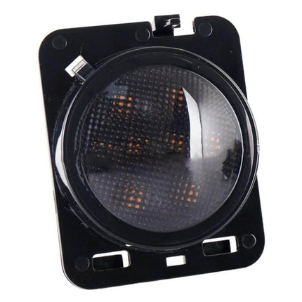 LED Wheel Eyebrow Turn Signals For Jeep Wrangler Easy To Install black ABS LED wheel eyebrow turn signal unit close-up