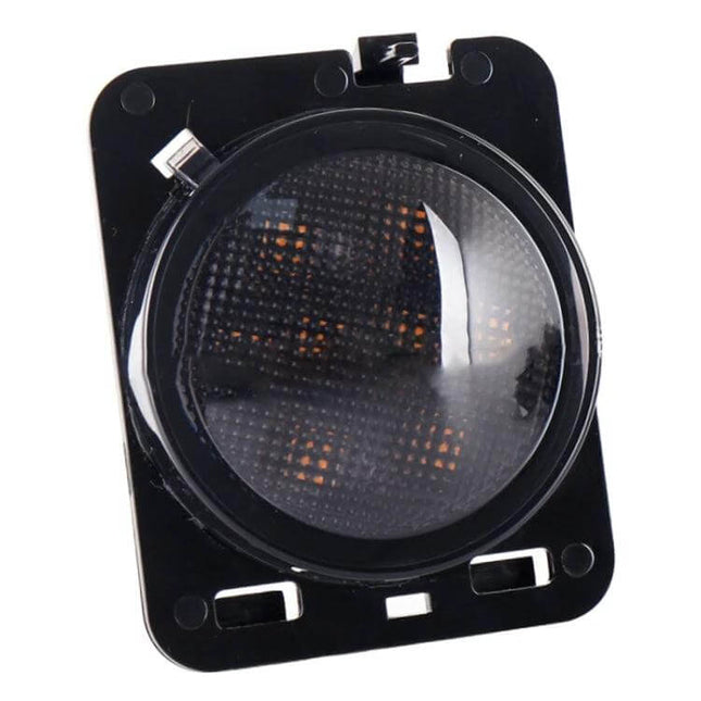 LED Wheel Eyebrow Turn Signals For Jeep Wrangler Easy To Install black ABS LED wheel eyebrow turn signal unit close-up