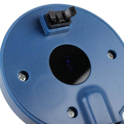 Portable Car Ashtray with Stainless Steel Liner and LED Light - blue round portable ashtray top showing LED and mounting clip