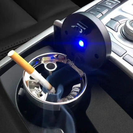 Portable Car Ashtray with Stainless Steel Liner and LED Light