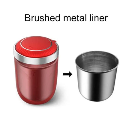 Portable Car Ashtray with Stainless Steel Liner and LED Light