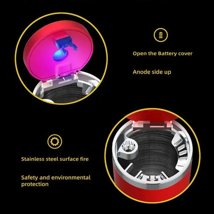Portable Car Ashtray with Stainless Steel Liner and LED Light