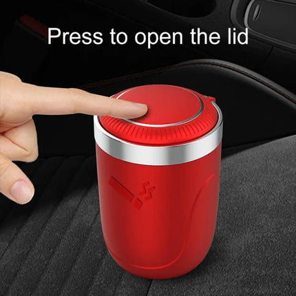 Portable Car Ashtray with Stainless Steel Liner and LED Light