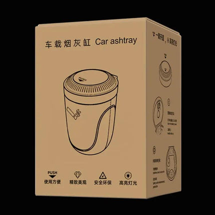 Portable Car Ashtray with Stainless Steel Liner and LED Light