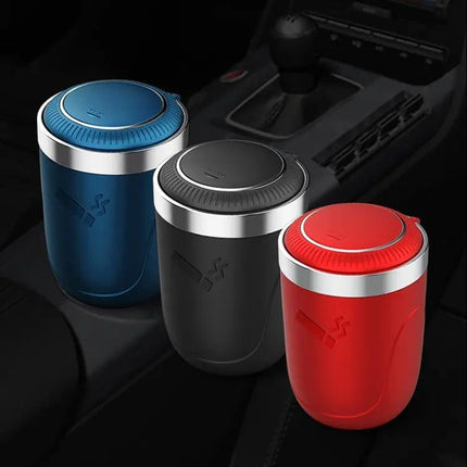 Portable Car Ashtray with Stainless Steel Liner and LED Light
