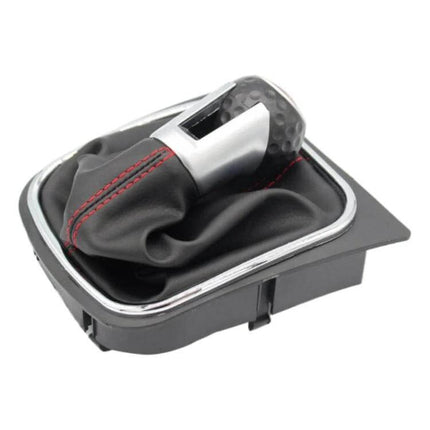 Comfortable Gear Shift Knob for Volkswagen Golf 6 with ergonomic leather boot and red stitching, improves grip and shifting precision