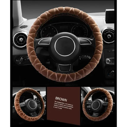 Warm Plush Anti-Skid Steering Wheel Cover for 38cm Diameter