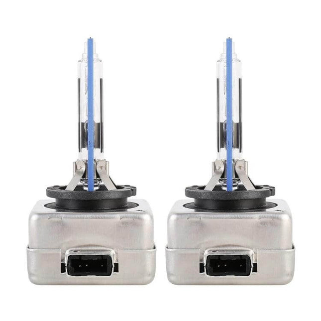 8000K HID Xenon Headlight Bulb Kit 2 Pack For Clear Night Driving - closeup of two plug-and-play HID xenon bulbs