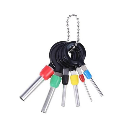 6-In-1 Car Wire Terminal Extraction Tool For Removing Terminals compact rubber-metal set on keyring for automotive connector repairs