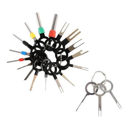 Car Wire Terminal Extraction Tool For Safe Pin Removal keyring set of metal and rubber terminal release tools for automotive wiring