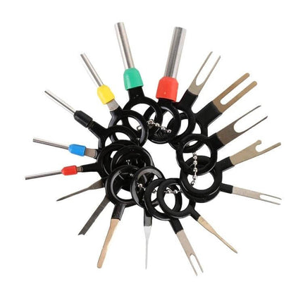 Car Wire Terminal Extraction Tool For Safe Pin Removal - rubber and metal automotive connector pin removal key ring set