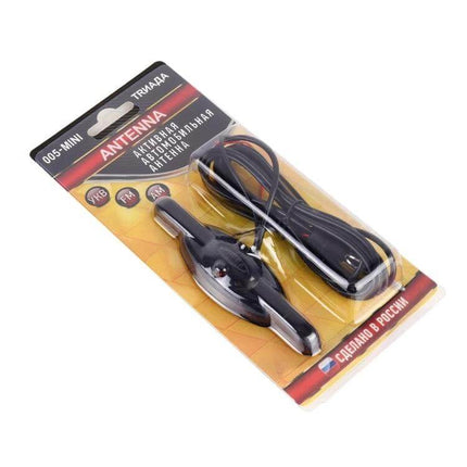 Universal Car Antenna for FM Radio Signal Reception - black universal car FM antenna kit with cable in retail packaging