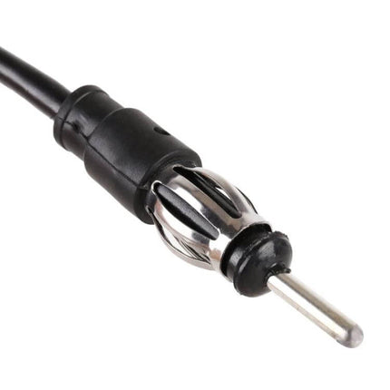 Car FM Radio Antenna Extension Cable with 0.5m Length – close-up of black ABS cable and metal male antenna connector for improved FM reception