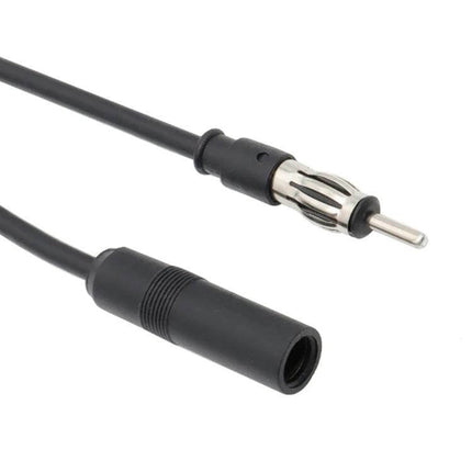 5 Meter Extended Antenna Cable for Car FM Radio Stereos — black 5m extension cable with male metal antenna plug and female socket for improved FM reception