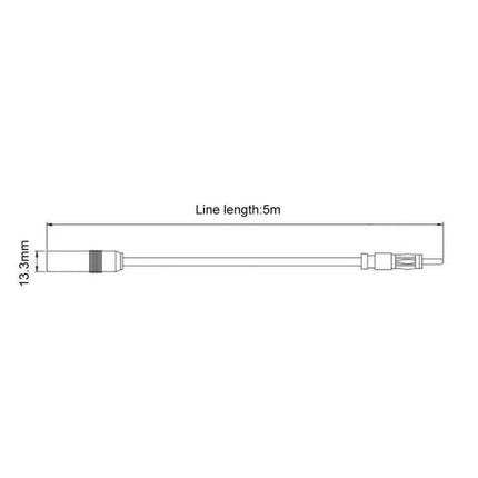 5 Meter Extended Antenna Cable for Car FM Radio Stereos - 5m inline extension cable diagram with 13.3mm connector