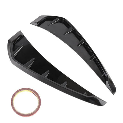 Two Piece Set of Bright Black Soft Silicone Car Decorative Stickers shown as two sleek black silicone spoiler-style decals with double-sided tape