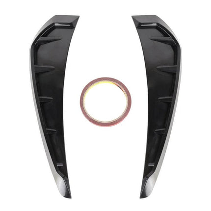 Two Piece Set of Bright Black Soft Silicone Car Decorative Stickers showing two curved black silicone trim pieces with double-sided tape