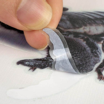 Animal Pattern Stickers for Car Body Decoration, 17.3 x 16.3cm - PET animal decal being peeled and applied to vehicle surface