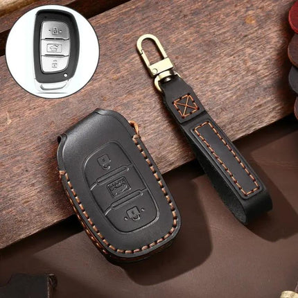 Hallmo Cowhide Leather Protective Key Case for Hyundai IX35