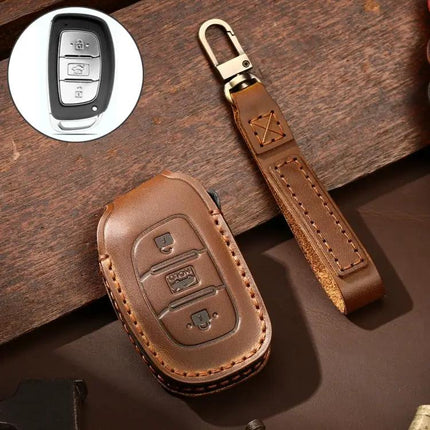 Hallmo Cowhide Leather Protective Key Case for Hyundai IX35
