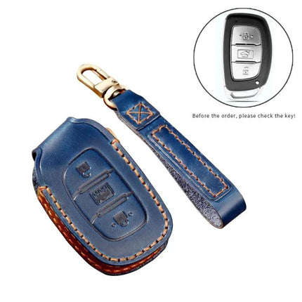 Hallmo Cowhide Leather Protective Key Case for Hyundai IX35