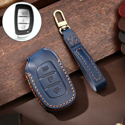 Hallmo Cowhide Leather Protective Key Case for Hyundai IX35 B Style