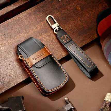 Hallmo Cowhide Leather Protective Key Case for Audi A6L Models