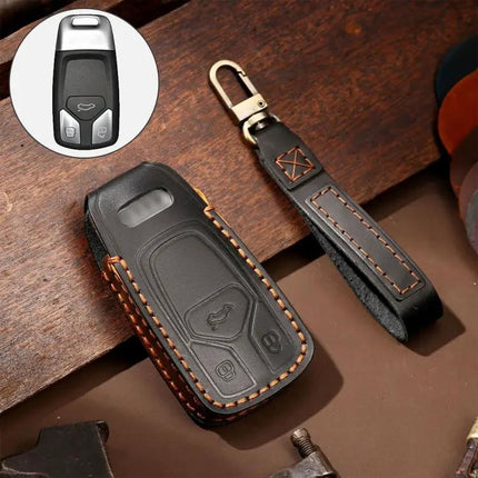 Hallmo Cowhide Leather Protective Key Case for Audi A6L Models