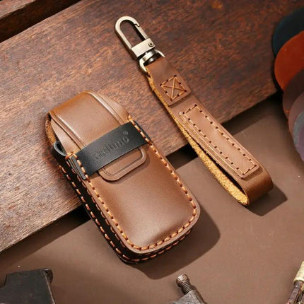 Hallmo Cowhide Leather Protective Key Case for Audi A6L Models