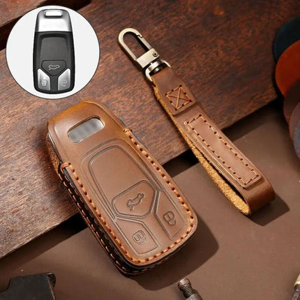 Hallmo Cowhide Leather Protective Key Case for Audi A6L Models