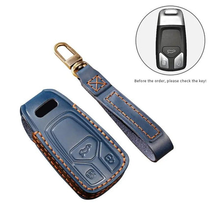 Hallmo Cowhide Leather Protective Key Case for Audi A6L Models