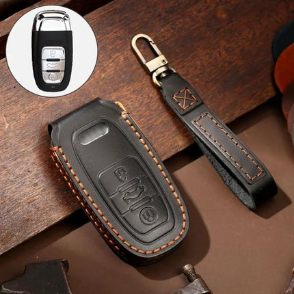 Hallmo Genuine Cowhide Leather Key Cover for Audi Cars