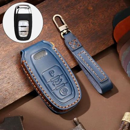 Hallmo Genuine Cowhide Leather Key Cover for Audi Cars