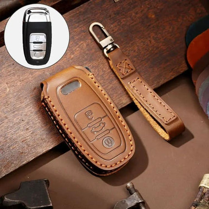 Hallmo Genuine Cowhide Leather Key Cover for Audi Cars