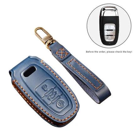 Hallmo Genuine Cowhide Leather Key Cover for Audi Cars