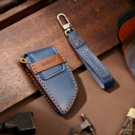 Hallmo Cowhide Leather Protective Key Cover for BMW Keys