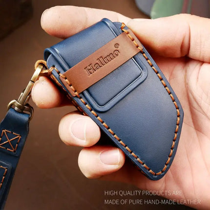 Hallmo Cowhide Leather Protective Key Cover for BMW Keys