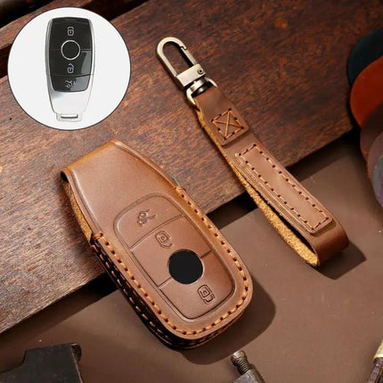 Hallmo Cowhide Leather Key Cover for Mercedes-Benz E300L