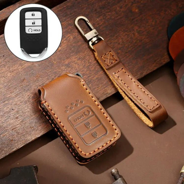 Hallmo Cowhide Leather Key Case for Honda Civic and Accord Keys | Syndmart