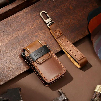 Hallmo Cowhide Leather Key Case for Honda Civic and Accord Keys