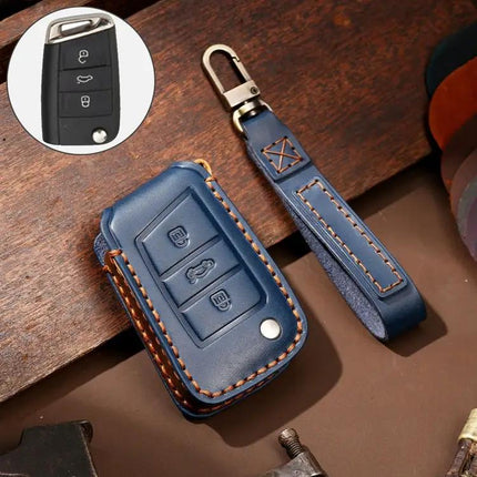 Hallmo Cowhide Leather Key Cover for Volkswagen Lavida