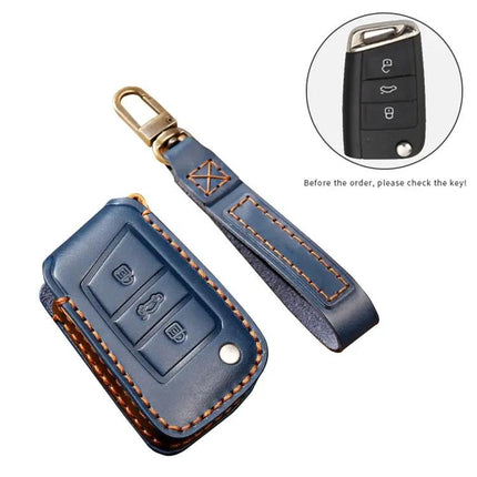 Hallmo Cowhide Leather Key Cover for Volkswagen Lavida