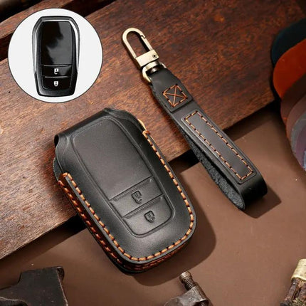Hallmo Cowhide Leather Key Case for Toyota Corolla 2017 Keys