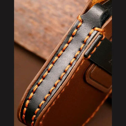 Hallmo Cowhide Leather Key Case for Toyota Corolla 2017 Keys