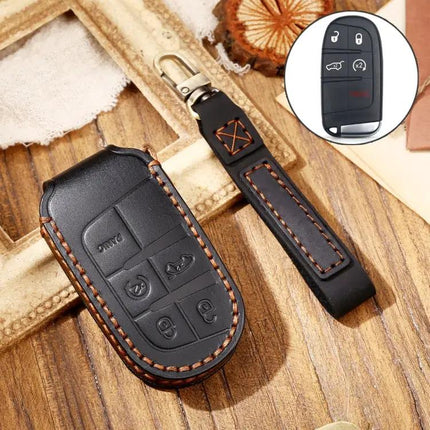 Hallmo Protective Cowhide Leather Key Case for Jeep Compass