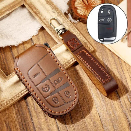 Hallmo Protective Cowhide Leather Key Case for Jeep Compass