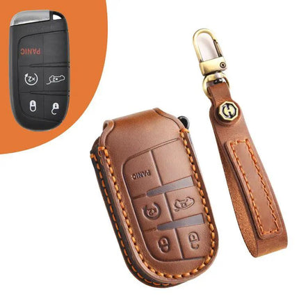 Hallmo Protective Cowhide Leather Key Case for Jeep Compass | Syndmart