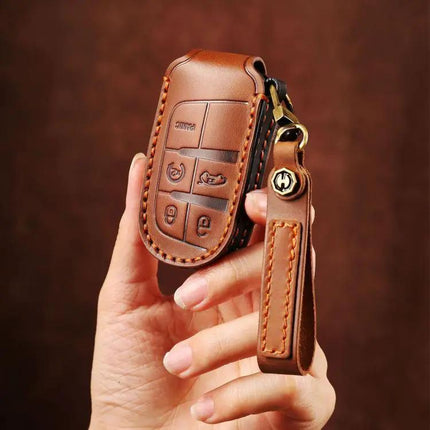 Hallmo Protective Cowhide Leather Key Case for Jeep Compass | Syndmart