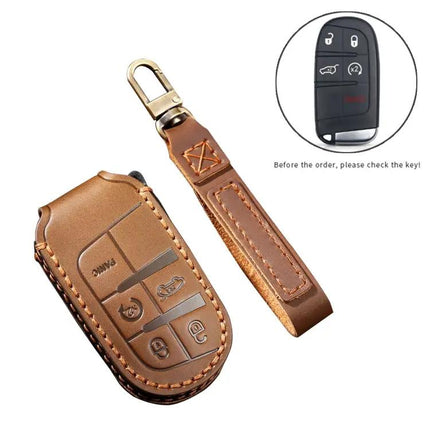 Hallmo Protective Cowhide Leather Key Case for Jeep Compass