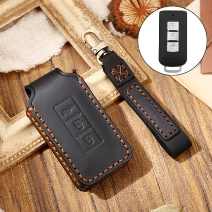 Hallmo Cowhide Leather Protective Key Case for Mitsubishi Outlander